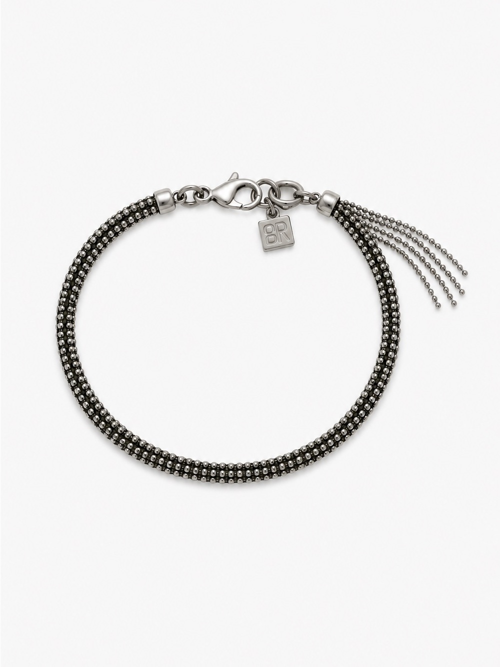 Banana Republic Silver Tone Beaded Bracelet with Tassel Accent